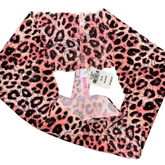 Victoria’s Secret Pink 2019 NWT neon leopard pink wide band thong - Picture 4 of 4